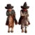 Early 20th Century Hand Carved Painted Old West Cowboys and Horses Pair For Sale