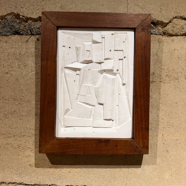 Mid-Century Modern Artwork Brutalist Cubist Plaster Relief Sculpture For Sale - Image 12 of 13