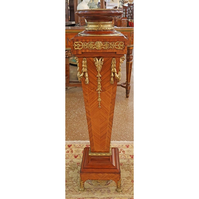 ​Early 20th Century Bronze Mounted French Louis XV Style Kingwood Column Pedestal Dimensions : 45" Tall X 12" Wide X 12"...