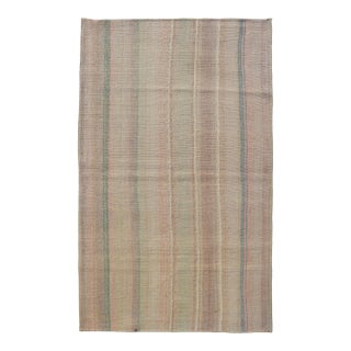 Vintage Turkish Kilim With Soft Pastel Stripes in Sage, Sand, Blush, and Sky For Sale