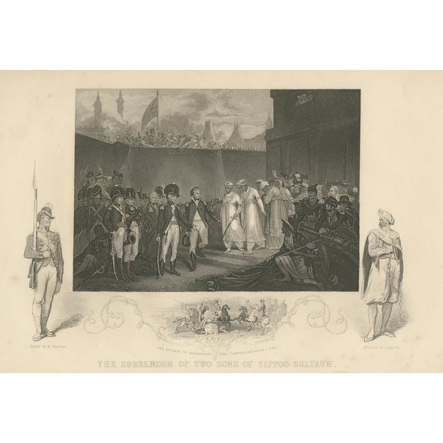After H. Singleton, India, Tipu Sultan Sons Surrender, Mysore War, 1850, Engraving For Sale