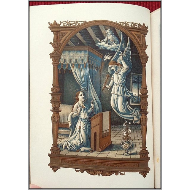 (1884) Signed Binding Christian "Hours of the Holy Virgin" With 13 Chromolithographs - Illustrated Antique Devotional Christian Bible Art For Sale - Image 17 of 18
