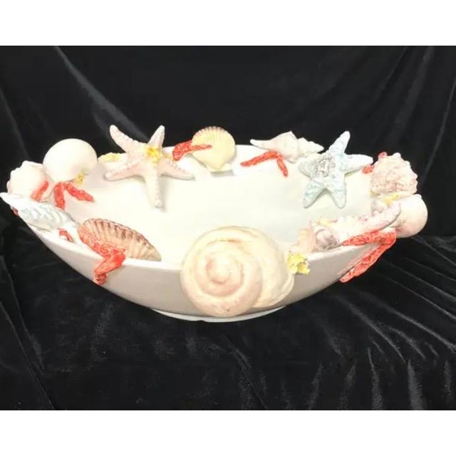 Large Italian Ceramic Seashell Centerpiece Bowl by Borbone Capodimonte For Sale - Image 13 of 13