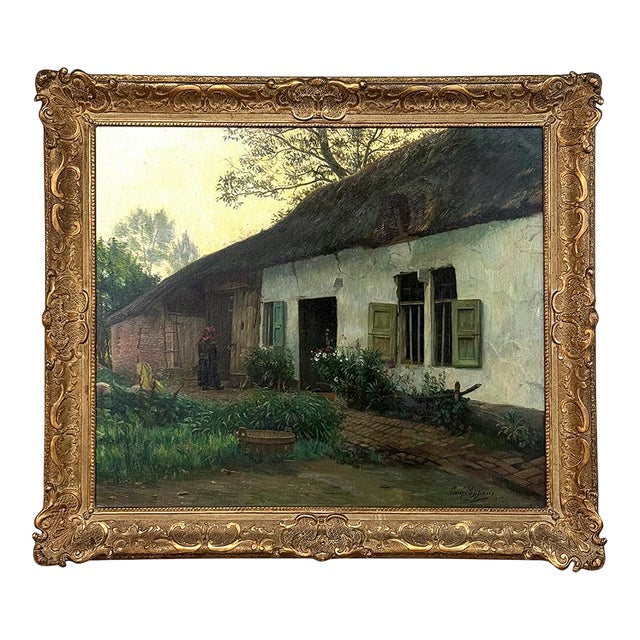 Antique Framed Oil Painting on Canvas by Omer Coppens (1864–1926) For Sale