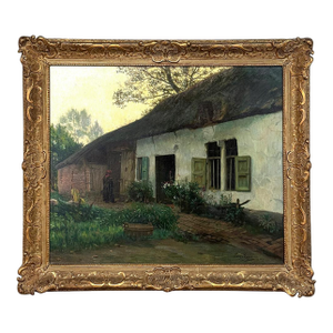 Antique Framed Oil Painting on Canvas by Omer Coppens (1864–1926)