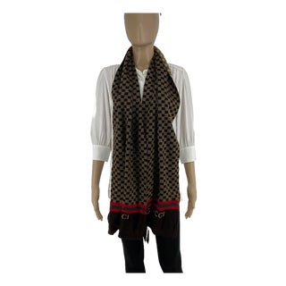 Gucci Light Brown 100% Soft Wool Scarf Brand New! For Sale
