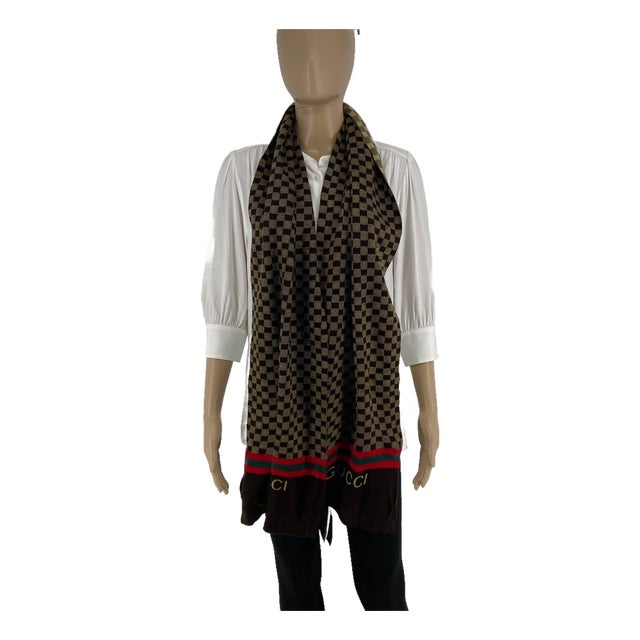 Gucci Light Brown 100% Soft Wool Scarf Brand New! For Sale