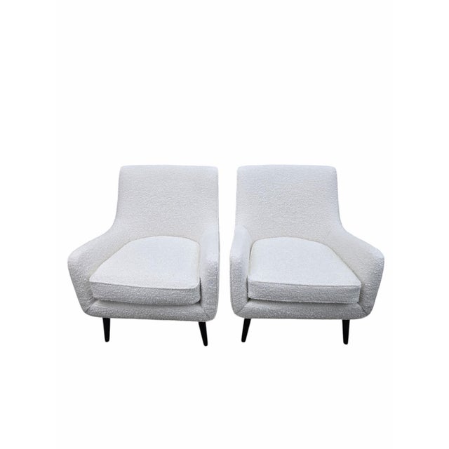 Mid-Century Modern MCM Lounge Chairs Attributed to Charles Ramos, Newly Reupholstered - Pair For Sale - Image 3 of 11