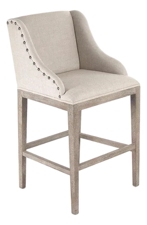 Connor Bar Stool - Natural Linen / Limed Grey Oak Frame