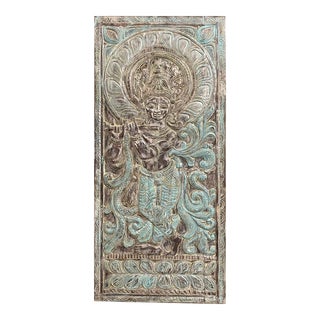 Carved Krishna Ornate Barn Door For Sale