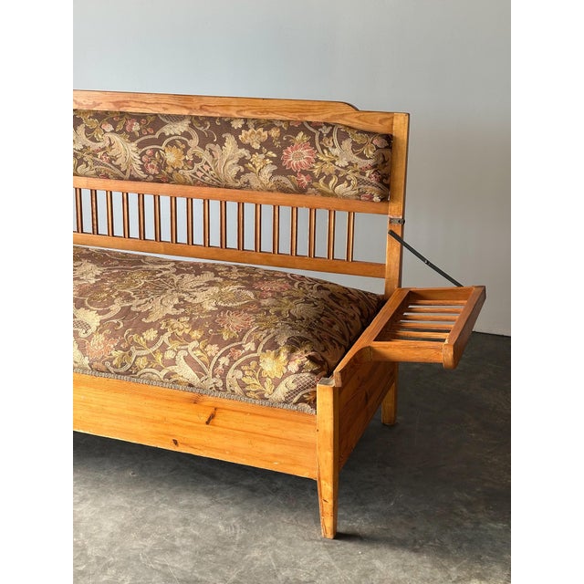 Pine Bench Fold-Out Daybed With Hidden Storage, Central Europe, 19th Century For Sale - Image 12 of 18