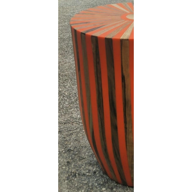 Contemporary Traditional Moroccan Resin and Walnut Wood Stool / Orange Bell Shape For Sale In Orlando - Image 6 of 7
