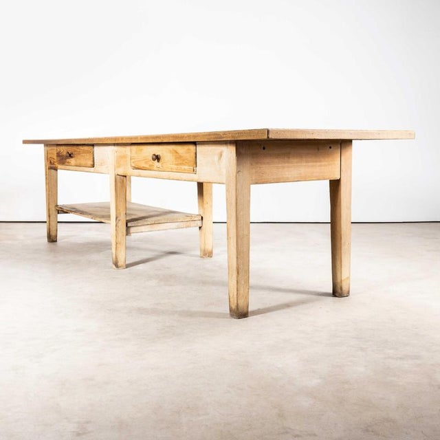 1950's very large original french scullery prep table. A very original french scullery table, well used in a faded...