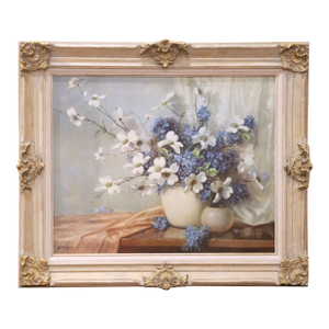 Floral Still Life Giclee With Dogwood Blossoms & Blue Hydrangeas by A. D. Greer
