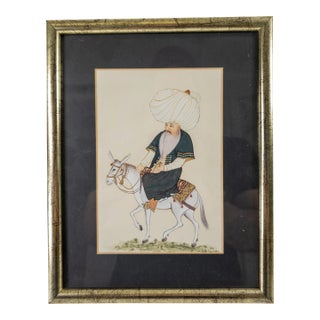 20th Century Watercolor Gouache Islamic Miniature Painting of Nasreddin Hodja For Sale