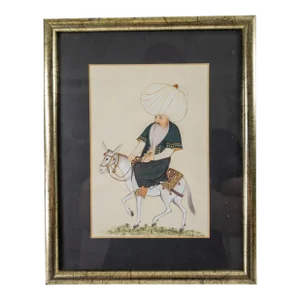 20th Century Watercolor Gouache Islamic Miniature Painting of Nasreddin Hodja