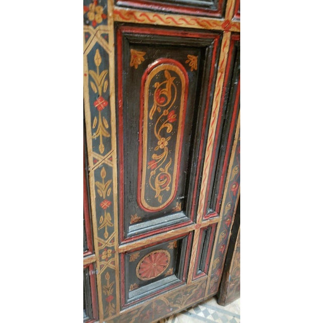 1970s Vintage Multi-Color Moroccan Wooden Door For Sale - Image 4 of 8