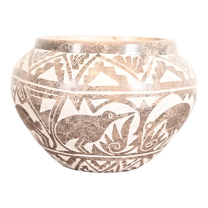 Aragon Acoma Pueblo Carved Polychrome Pottery Water Jar