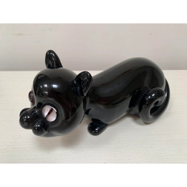 Murano Vintage Murano by Seguso Black Art Glass Cat For Sale - Image 4 of 6