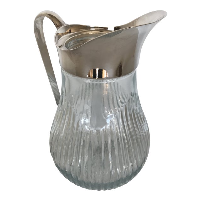 Godinger Crystal Pitcher With Removable Silver Plated Pour Spout/Handle