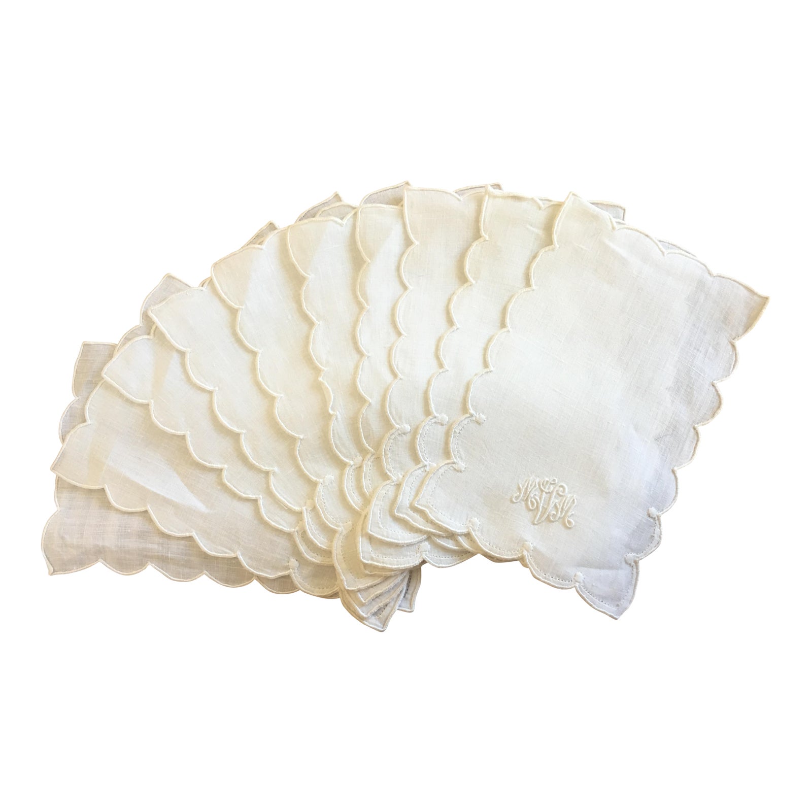 French Monogrammed Linen Cocktail Napkins Set of 10 Chairish