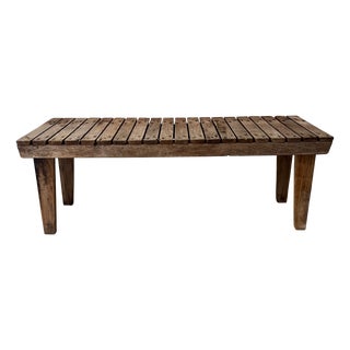 Vintage Raw Wood Bench For Sale