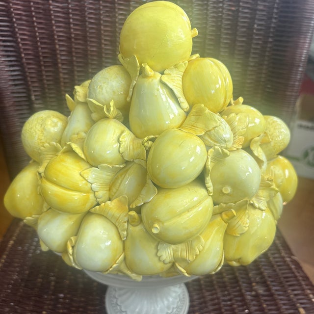 1950s Mid Century Italian Topiary With a White Compote Holding a Pile of Lemons. For Sale - Image 5 of 6