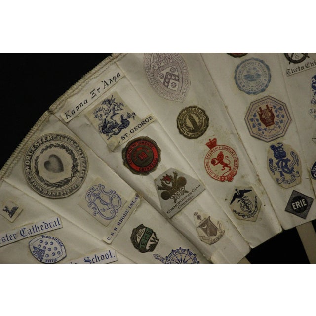 Mid 20th Century 16 Panel Fan with 163 Letterhead Emblems For Sale In New York - Image 6 of 7