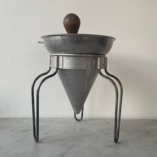 Antique Aluminum Cone Food Mill With Wooden Pestle Chairish