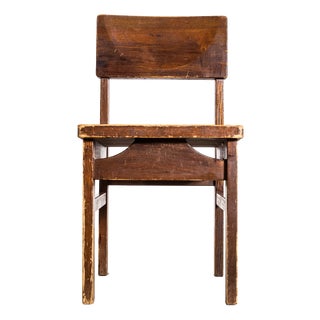 Tan Pitch Pine Cube Dining Chair, 1950s For Sale