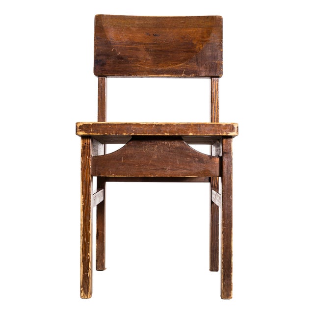 Tan Pitch Pine Cube Dining Chair, 1950s For Sale