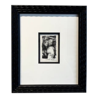 Midcentury Black and White Framed Charcoal Drawing of Nude Figure by Ed Rosen For Sale