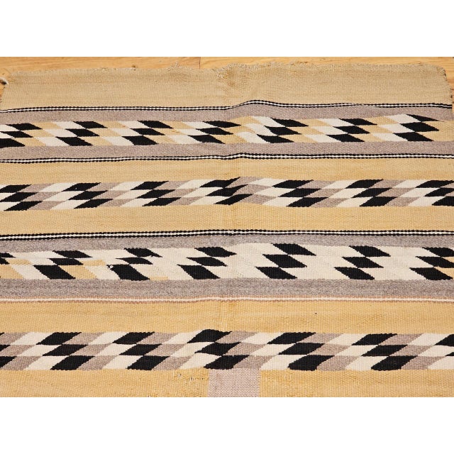 Vintage Native American Navajo Rug, Handwoven Wool, Chinle Revival Pattern, Tan & Black, 3x5 For Sale - Image 10 of 15