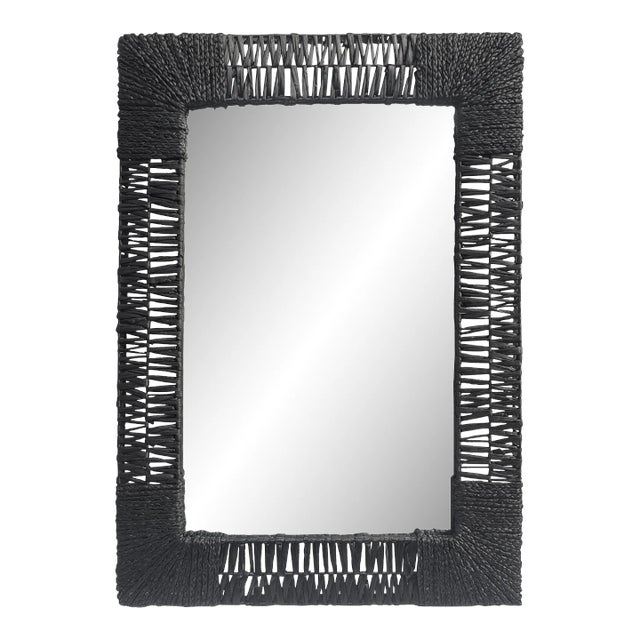 Folha Rectangular Mirror in Black For Sale