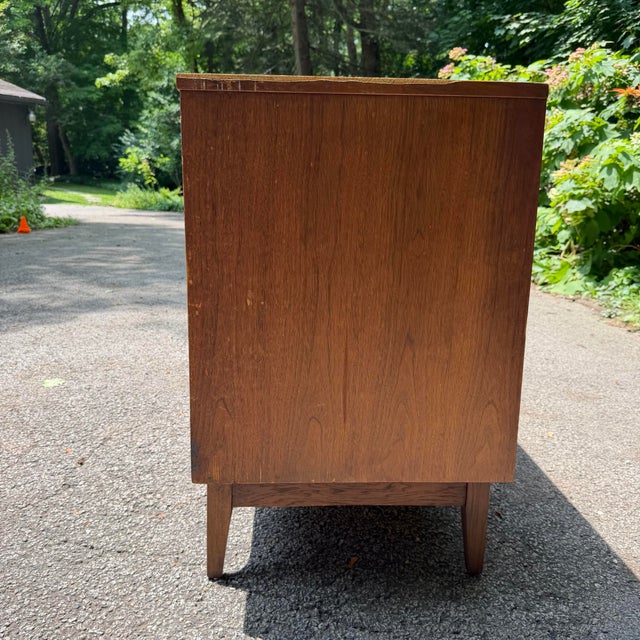 Mid Century Modern Broyhill Brasilia 9 Drawer Walnut Lowboy With Two Mirrors For Sale - Image 9 of 12