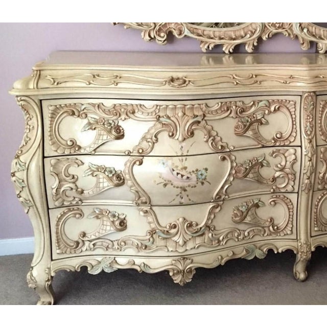Large Rare Romantic Antique Cream French Rococo Ornate Fancy Bedroom
