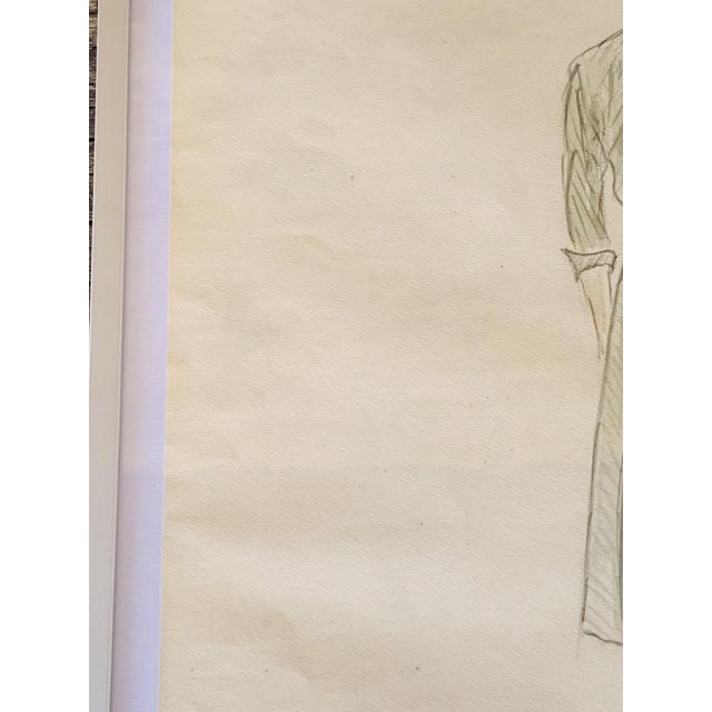 Berthe Duquaine, Figurative Composition, 1950s, Pencil on Paper For Sale - Image 4 of 18