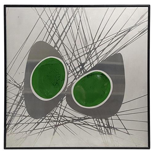 Dutch Etched Metal Abstract Artwork with Green Enamel, 1970s For Sale - Image 15 of 15