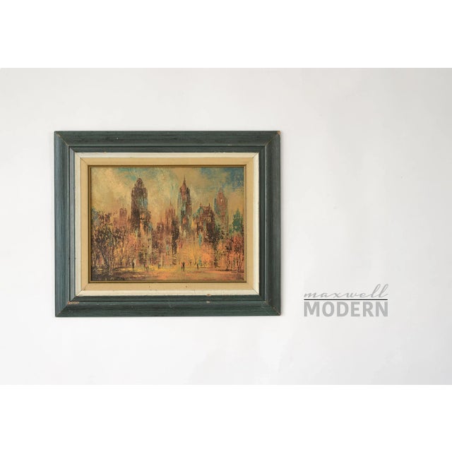 Gorgeous framed print of a signed mid century modern brutalist cityscape painting from the 1960s. What makes this...