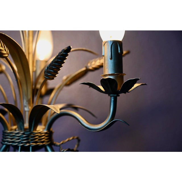 Metal Vintage Hollywood Regency Gold Metal Chandelier, 1970s For Sale - Image 7 of 16