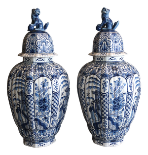 Delft Style Vases, 1890s, Set of 2