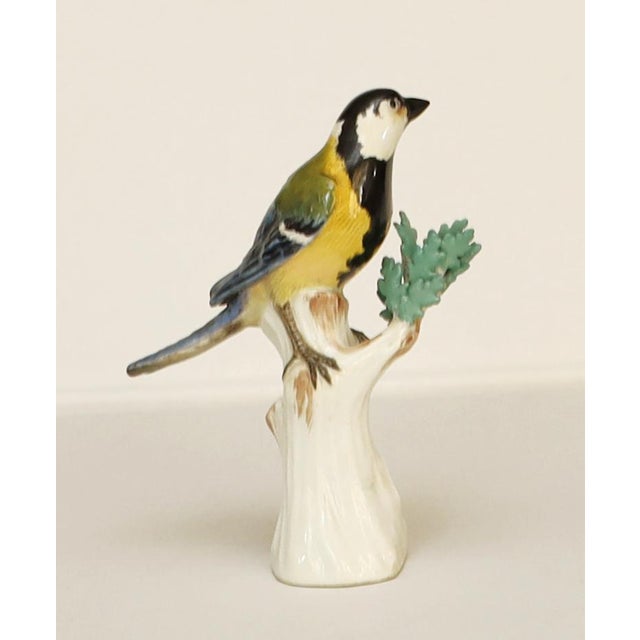 Great Tit on a Tree Stump - Meissen Manufactured by the Meissen Porcelain Manufactory, circa 1920. Porcelain, polychrome...