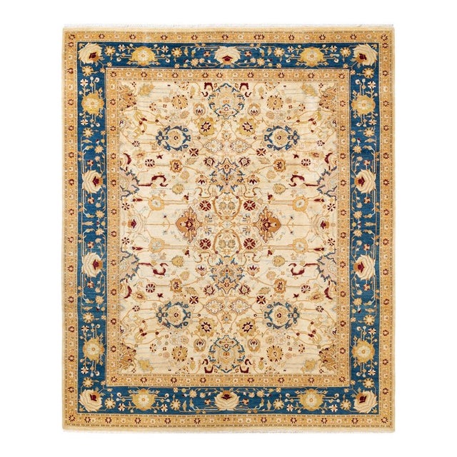 Ivory Mogul, One-of-a-Kind Hand-Knotted Area Rug in Ivory, 8' 1" x 9' 9" For Sale - Image 8 of 8