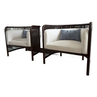 Pair of Leanne Ford for Crate & Barrel Fields Cane Back Accent Chairs For Sale