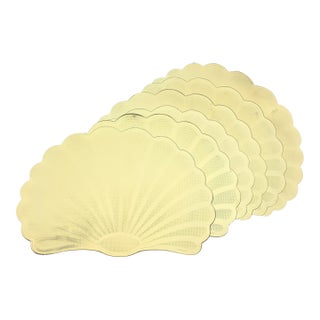 1990s Gold Clamshell Sea Shell Placemats - Set of 6 For Sale