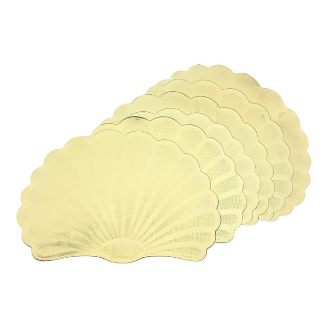 1990s Gold Clamshell Sea Shell Placemats - Set of 6 For Sale