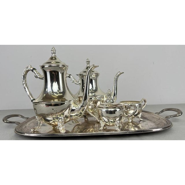 Vintage French Style Coffee Serving Tray with Pot, Set of 5 For Sale - Image 4 of 18