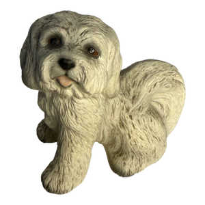 1990s Ceramic Little Cute White Dog