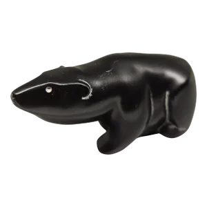 Vintage Boma Carved Black Polar Bear Sculpture Figurine