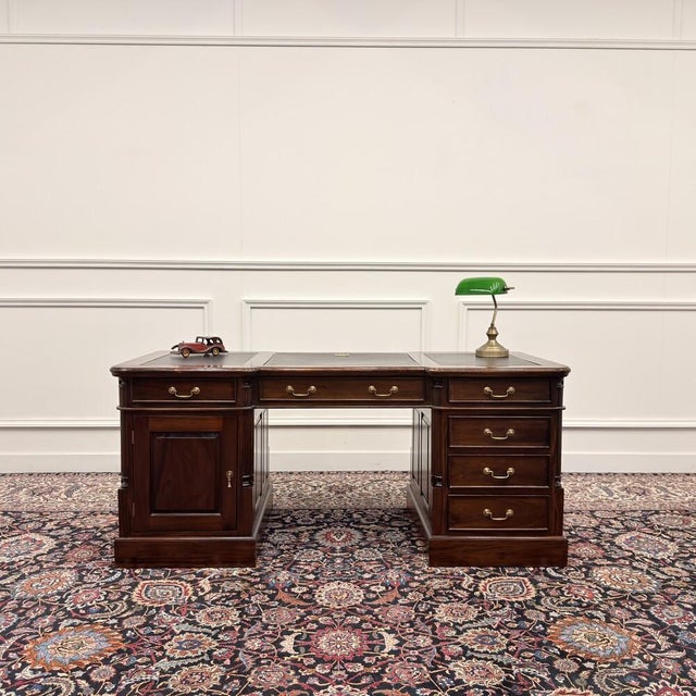 About this Classic English Desk with Black Leather Classic and Elegant | Antique desks in English, Classic and...